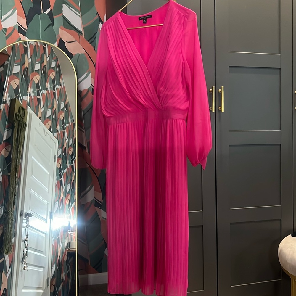 Sheer pleated Pink Dress!